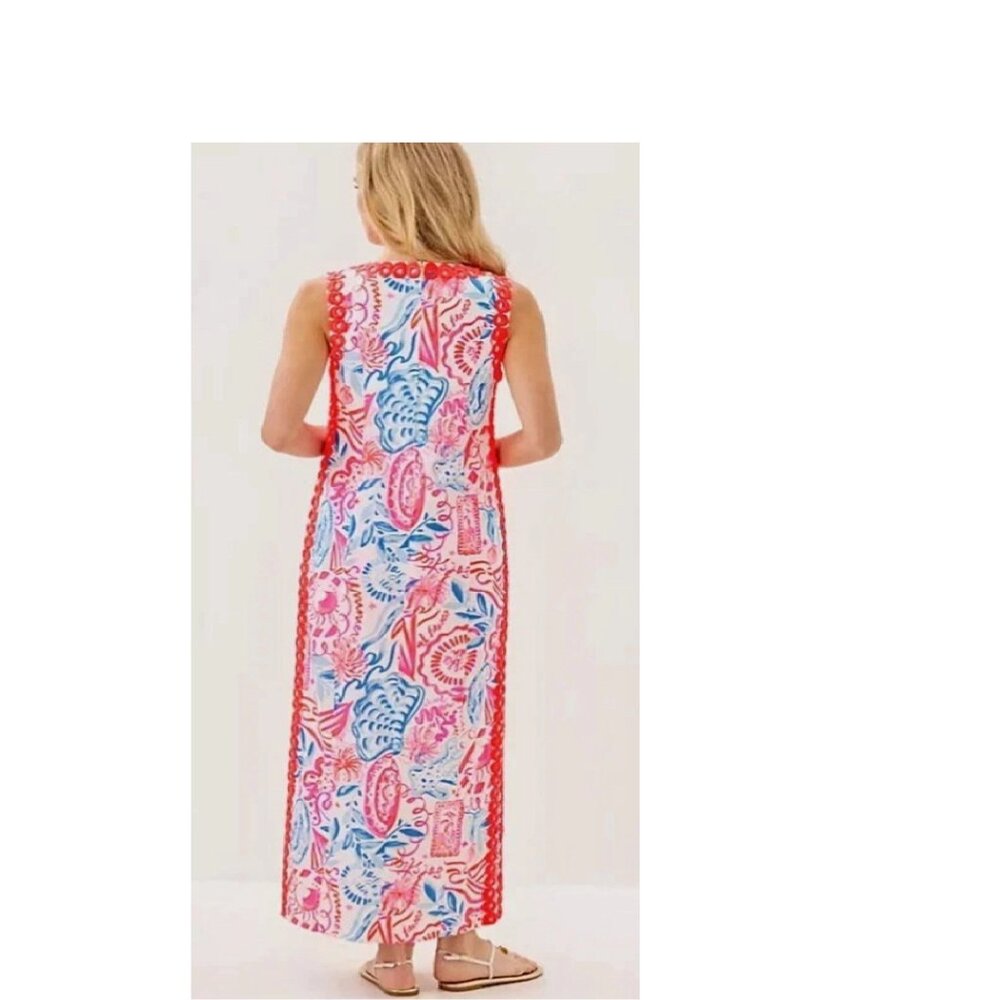 NWT LILLY PULITZER SIZE 12 SADIE MAXI SHIFT ROMPER *SUN SEA SAND* RESORT WHITE - Picture 3 of 4